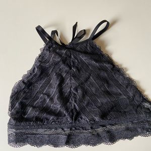 Aerie high neck black lace bralette